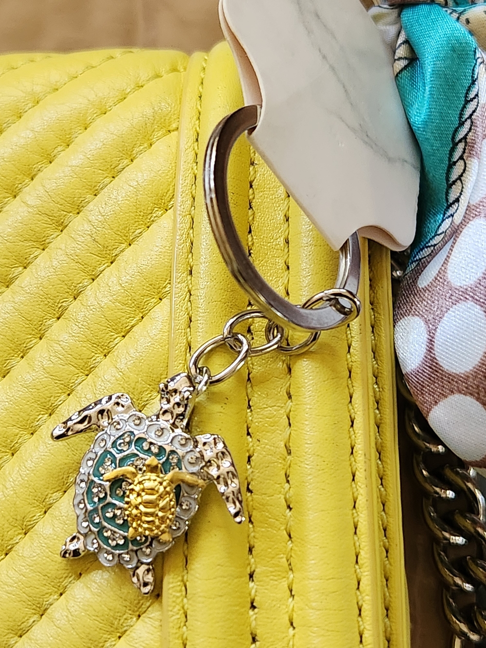 Rebecca Minkoff Yellow Quilted Shoulder Bag w Chain Strap & Free Bag Scarf/Charm - Picture 13 of 16